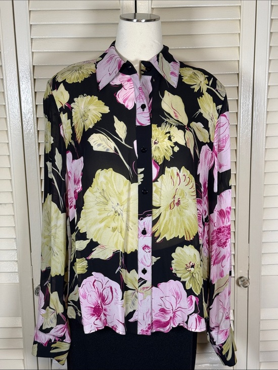 Ellen Tracy Tops - Linda Allard Ellen Tracy Vintage 90s Silk Floral Blouse Size 18 Perfect